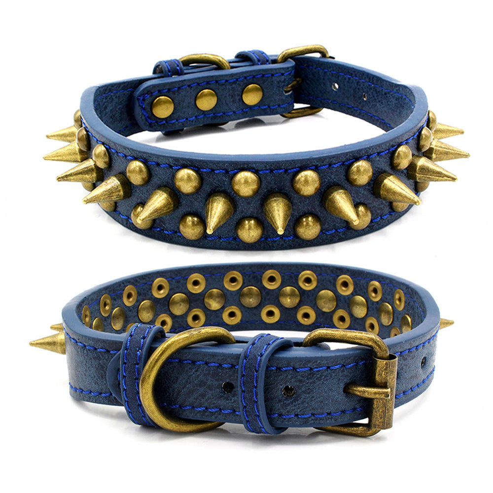 Bronze pointed rivet pet collar